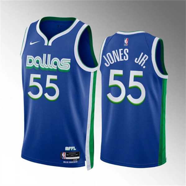 Men%27s Dallas Mavericks #55 Derrick Jones Jr Blue City Edition Stitched Basketball Jersey Dzhi
